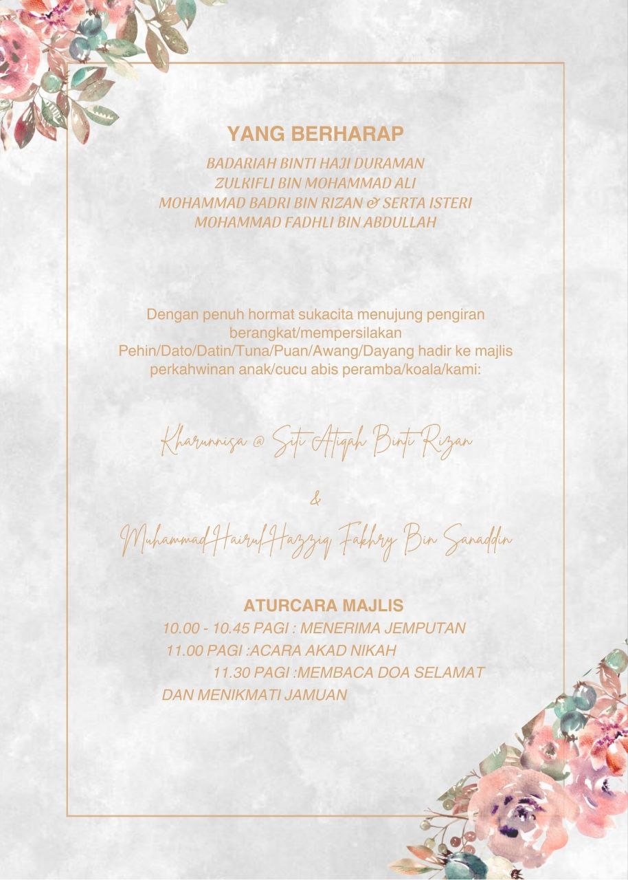 Invitation card back